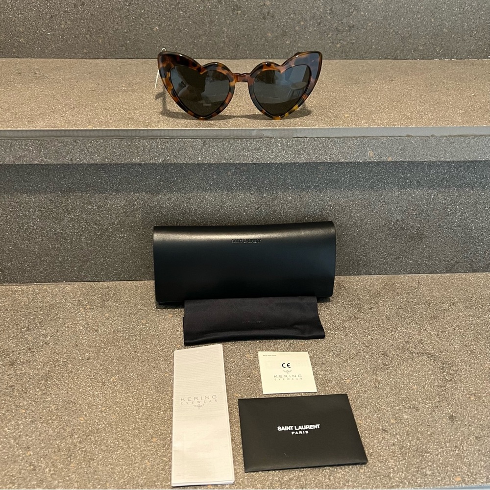 SAINT LAURENT 54MM Heart Shape Cat Eye Tortoise Sunglasses in HAVANA, NEW - Picture 14 of 16
